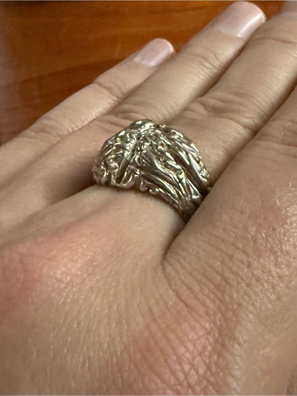 Massive Brutalist Ring Silver Modernist Size 12.75 Mid Century Modern Design